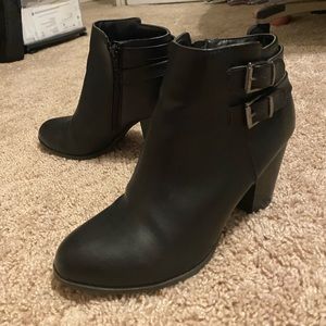 Buckle heeled booties